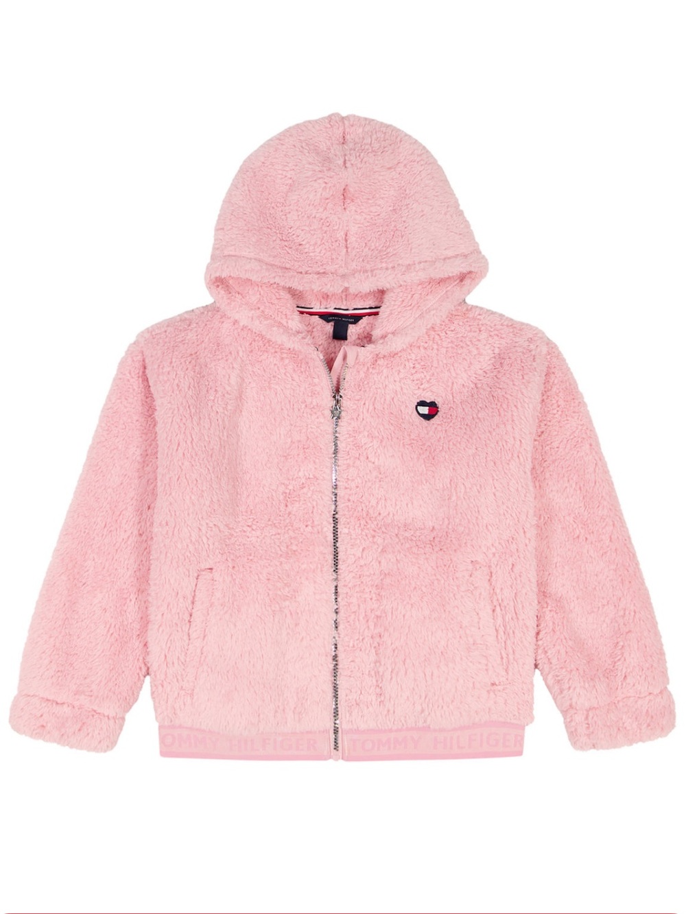 NWT Tommy Hilfiger Pale Primrose Minky Loose-Fit Zip-Up Hoodie Girls L (12/14)